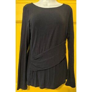 Cabi Black Long-Sleeve Draped Front Top‎ Style 946 Career Woman Office Evening